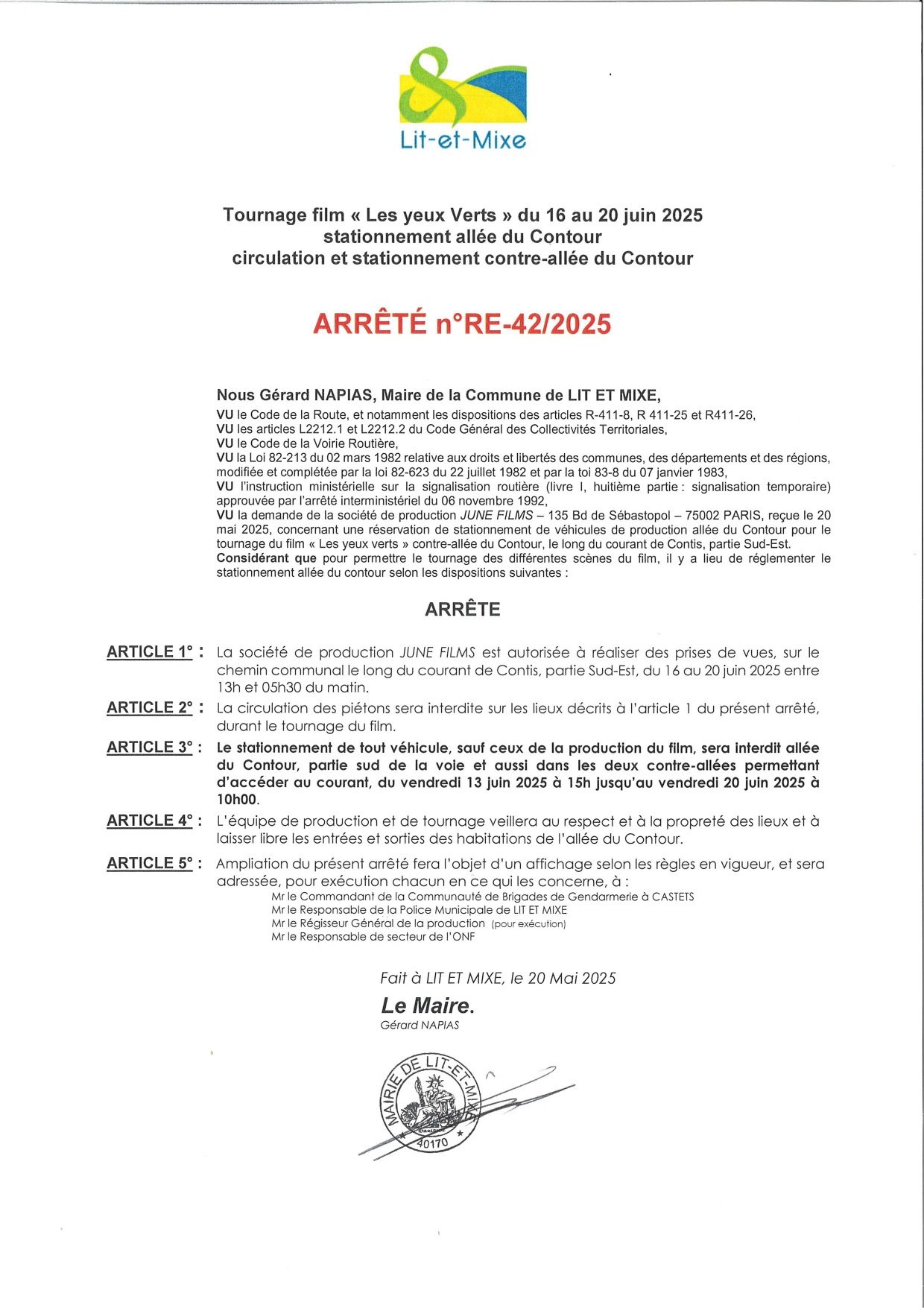 ARR_RE_42_2025 Arr Police - réservation stationnement allée du contour du 16 au 20 juin 2025 -  tournage film  Les Yeux Verts.jpg