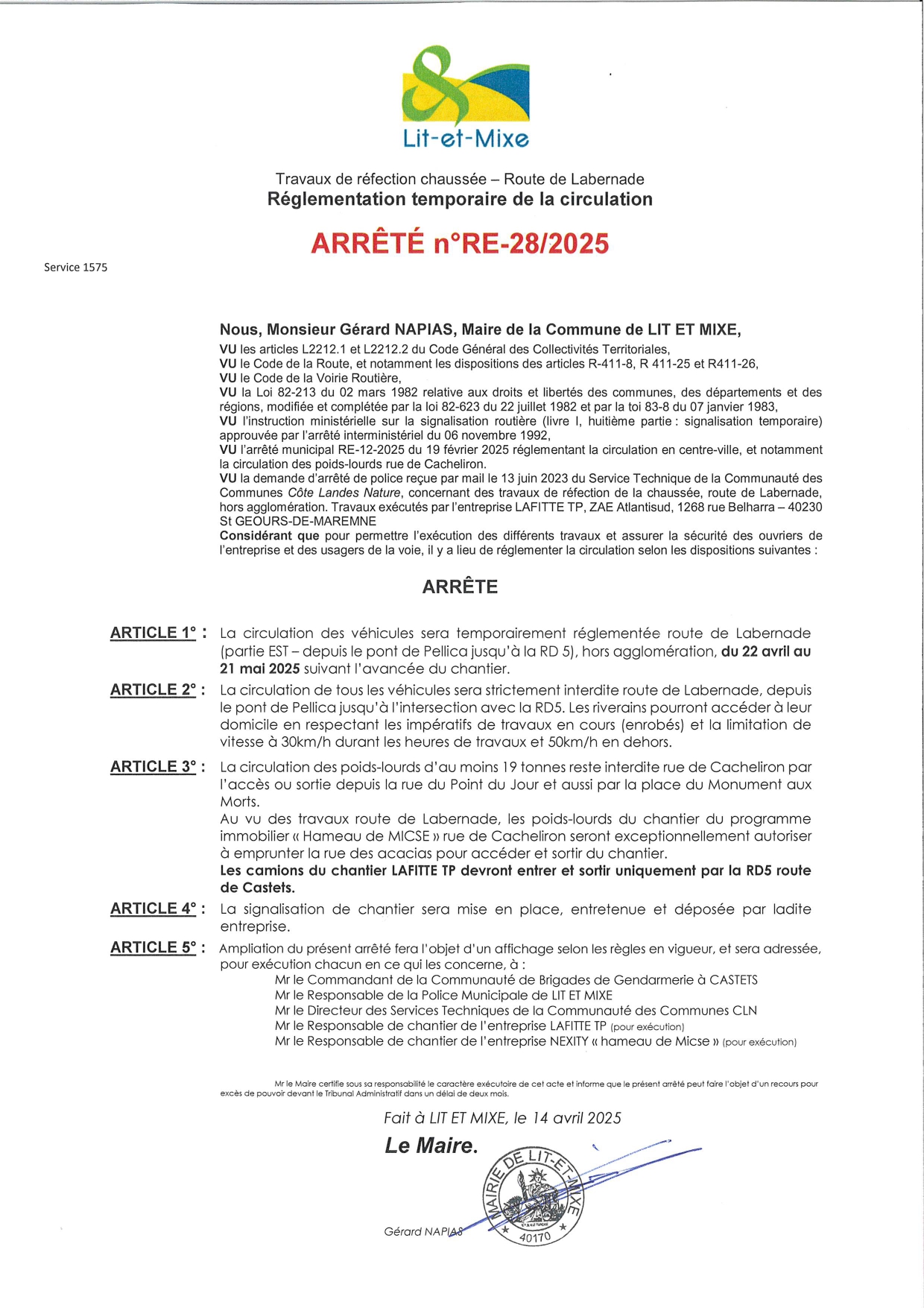 ARR_RE_28_2025 Arr Police - trvx réfection route de Labernade  LAFFITE TP (CCCLN)_page-0001.jpg
